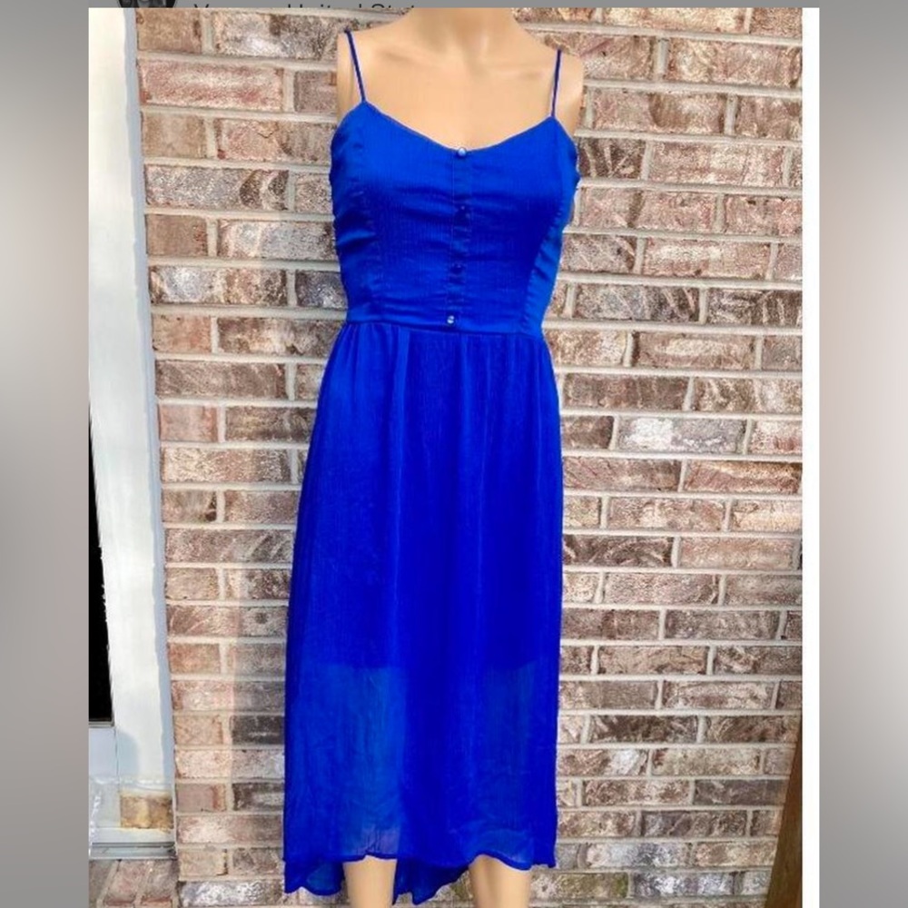 Blue High Low Midi Summer Dress